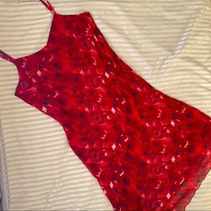 vintage 90s red floral dress